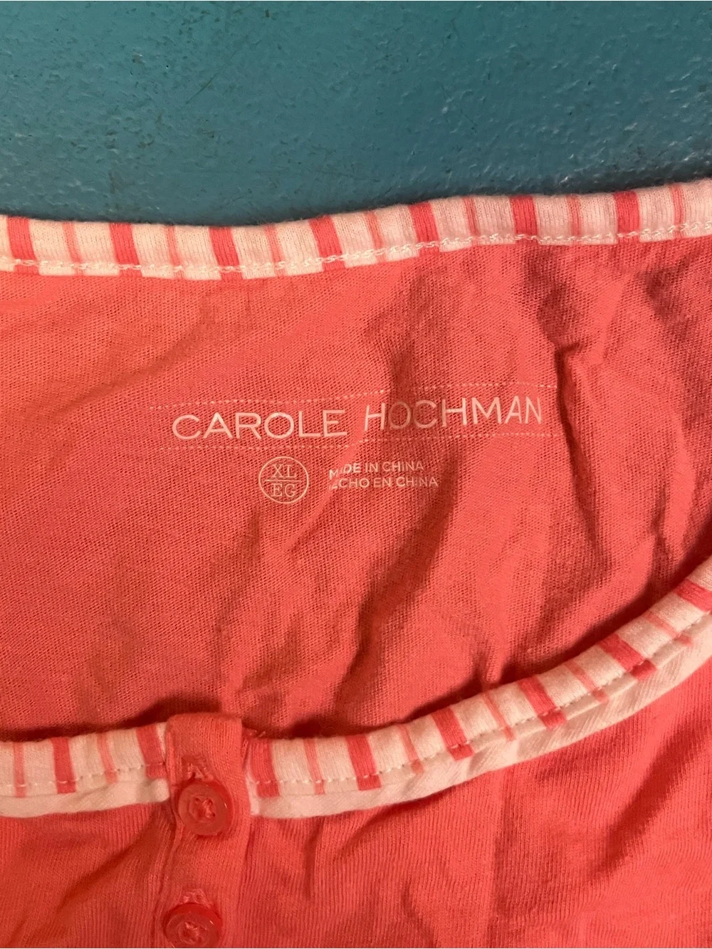 Midnight by Carole Hochman Coral Sleeveless Henley Tank